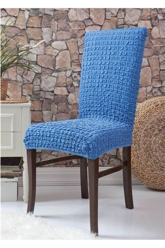 Uygar Home Pamuklu - Polyester Bürümcük-Likralı Süngersiz Petek Desenli Giydirmeli Mavi Tekli Koltuk Örtüsü 38x50 cm