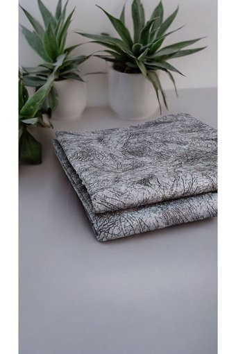 Rüya Perde Kadife Tay Tüyü Jakarlı Süngersiz Mermer Desenli Gri Tekli Koltuk Örtüsü 170x210 cm