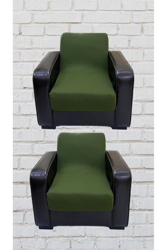 Şahane Ev Mikro Polyester Likralı Jakarlı Süngersiz Düz Giydirmeli Lastikli Haki Tekli Koltuk Örtüsü 78x55 cm