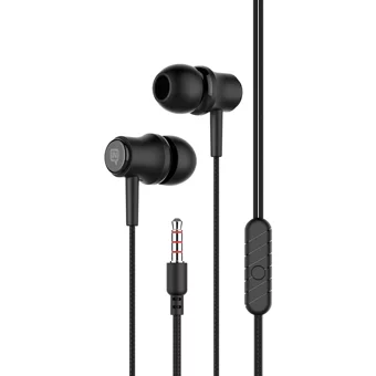 Intouch Stereo Silikonlu Mikrofonlu 3.5 Mm Jak Kablolu Kulaklık Siyah