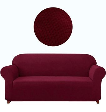 Sahibnur Polyester Likralı Jakarlı Süngersiz Düz Giydirmeli Bordo Üçlü Koltuk Örtüsü 180x230 cm