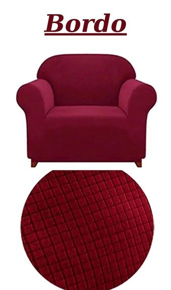 E Bahar Polyester Likralı Jakarlı Süngersiz Armürlü Giydirmeli Bordo Tekli Koltuk Örtüsü 180x230 cm