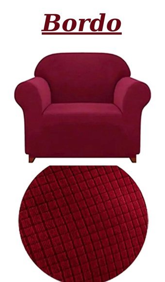 E Bahar Polyester Likralı Jakarlı Süngersiz Armürlü Giydirmeli Bordo Tekli Koltuk Örtüsü 180x230 cm