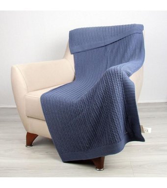 Betires Home Akrilik-Pamuklu Süngersiz Mavi Tekli Koltuk Örtüsü 130x170 cm