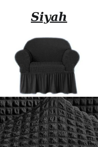 Furkanticaret Polyester Bürümcük Fırfırlı Süngersiz Kapitone Giydirmeli Beyaz Tekli Koltuk Örtüsü 180x230 cm