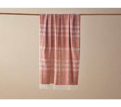 English Home Lola Akrilik Kanvas Saçaklı Süngersiz Ekoseli Kiremit Tekli Koltuk Örtüsü 130x170 cm