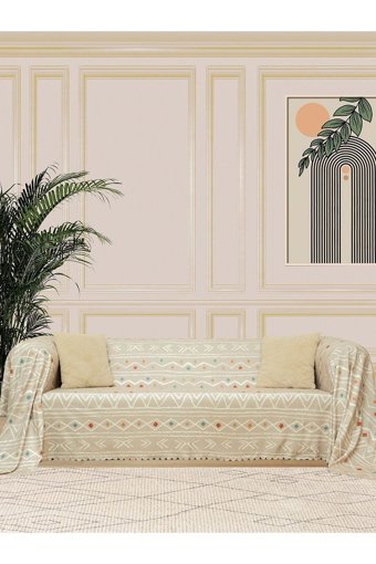 Latuda Concept Softmicro Mikrofiber Şal Süngersiz Geometrik Desenli Kahverengi Tekli Koltuk Örtüsü 180x220 cm