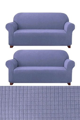 E Bahar Polyester Likralı Jakarlı Süngersiz Armürlü Giydirmeli Gri Altılı Koltuk Örtüsü 180x230 cm