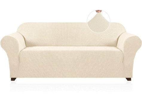 Bright Home Polyester Likralı Süngersiz Pitikare Desenli Giydirmeli Lastikli Bej Tekli Koltuk Örtüsü 180x230 cm