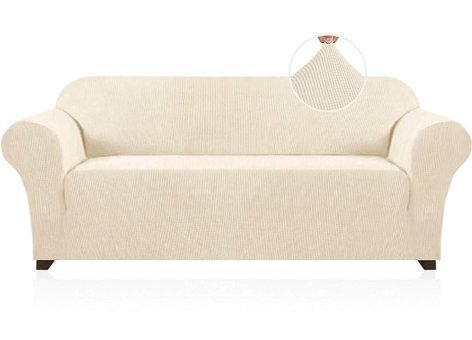 Bright Home Polyester Likralı Süngersiz Pitikare Desenli Giydirmeli Lastikli Bej Tekli Koltuk Örtüsü 180x230 cm