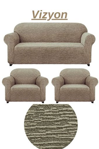 Furkanticaret Jakarlı Süngersiz Kırçıllı Giydirmeli Siyah Üçlü Koltuk Örtüsü 180x230 cm