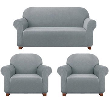 Elgeyar Polyester Likralı Jakarlı Süngersiz Armürlü Giydirmeli Gri Beşli Koltuk Örtüsü 180x230 cm