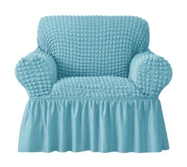 Uy Style Tekstil Polyester Bürümcük-Likralı Drapeli Süngerli Düz Giydirmeli Turkuaz Tekli Koltuk Örtüsü 70x115 cm