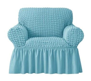 Uy Style Tekstil Polyester Bürümcük-Likralı Drapeli Süngerli Düz Giydirmeli Turkuaz Tekli Koltuk Örtüsü 70x115 cm