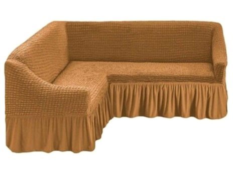 Elgeyar Pamuklu - Polyester Bürümcük Jakarlı Süngersiz Armürlü Giydirmeli Bej Dörtlü Koltuk Örtüsü 180x350 cm