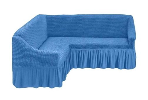 Elgeyar Pamuklu - Polyester Bürümcük Jakarlı Süngersiz Armürlü Giydirmeli Mavi Dörtlü Koltuk Örtüsü 180x350 cm