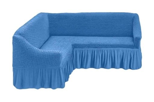 Elgeyar Pamuklu - Polyester Bürümcük Jakarlı Süngersiz Armürlü Giydirmeli Mavi Dörtlü Koltuk Örtüsü 180x350 cm