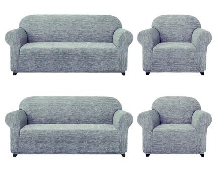 Eldost Ticaret Polyester Likralı Jakarlı Süngersiz Armürlü Giydirmeli Gri Sekizli Koltuk Örtüsü 180x230 cm