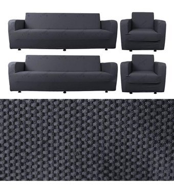 Bibaha Polyester Likralı Süngersiz Petek Desenli Giydirmeli Lastikli Gri Dörtlü Koltuk Örtüsü 180x230 cm