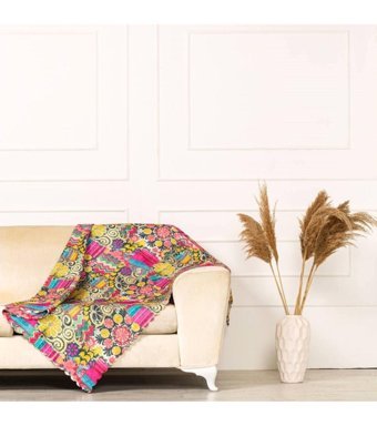 Benimol Polyester Süngersiz Geometrik Desenli Tekli Koltuk Örtüsü 175x215 cm