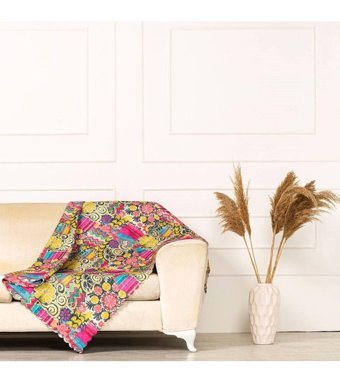 Benimol Polyester Süngersiz Geometrik Desenli Tekli Koltuk Örtüsü 175x215 cm