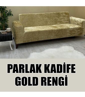 Kılıfsan Pamuklu - Polyester Süngersiz Düz Giydirmeli Altın Tekli Koltuk Örtüsü 140 cm