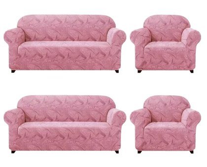 Akbu Polyester Süngersiz Giydirmeli Lastikli Pembe Dörtlü Koltuk Örtüsü 180x230 cm