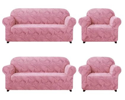 Akbu Polyester Süngersiz Giydirmeli Lastikli Pembe Dörtlü Koltuk Örtüsü 180x230 cm