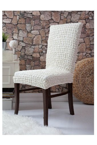 Uygar Home Pamuklu - Polyester Bürümcük-Likralı Süngersiz Petek Desenli Giydirmeli Beyaz Tekli Koltuk Örtüsü 38x50 cm