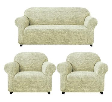 Elgeyar Polyester Likralı Jakarlı Süngersiz Armürlü Giydirmeli Bej Beşli Koltuk Örtüsü 180x230 cm