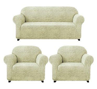 Elgeyar Polyester Likralı Jakarlı Süngersiz Armürlü Giydirmeli Bej Beşli Koltuk Örtüsü 180x230 cm