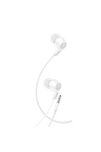 Lucatech Silikonlu Mikrofonlu Örgülü 3.5 Mm Jak Kablolu Kulaklık Beyaz