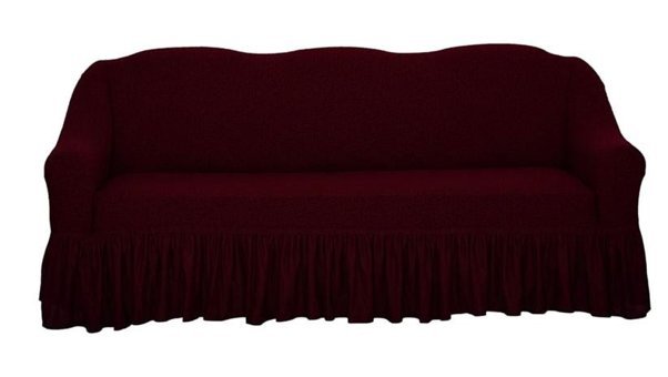 Venera Pamuklu - Polyester Likralı Drapeli Süngerli Düz Giydirmeli Bordo Tekli Koltuk Örtüsü