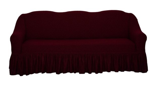 Venera Pamuklu - Polyester Likralı Drapeli Süngerli Düz Giydirmeli Bordo Tekli Koltuk Örtüsü