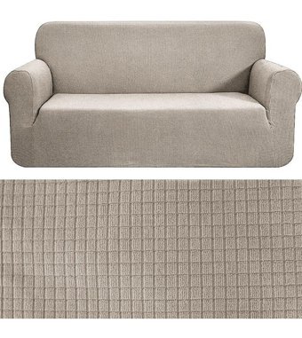 Bibaha Polyester Likralı Süngersiz Kareli Giydirmeli Lastikli Gri Tekli Koltuk Örtüsü 180x230 cm