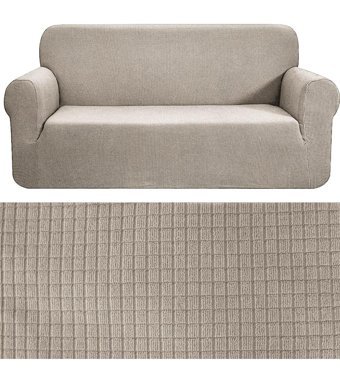 Bibaha Polyester Likralı Süngersiz Kareli Giydirmeli Lastikli Gri Tekli Koltuk Örtüsü 180x230 cm