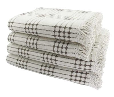 Miss Linda Home Collection Pamuklu Saçaklı Süngersiz Çizgili Kahverengi Tekli Koltuk Örtüsü 180x450 cm