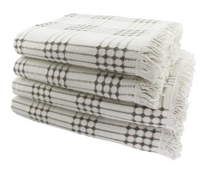 Miss Linda Home Collection Pamuklu Saçaklı Süngersiz Çizgili Kahverengi Tekli Koltuk Örtüsü 180x450 cm