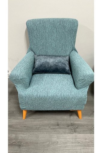 Uzhanem Likralı Jakarlı Süngerli Çizgili Giydirmeli Yeşil Tekli Koltuk Örtüsü 60x85 cm
