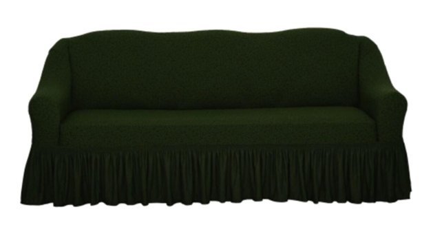 Venera Pamuklu - Polyester Likralı Drapeli Süngerli Düz Giydirmeli Yeşil Tekli Koltuk Örtüsü