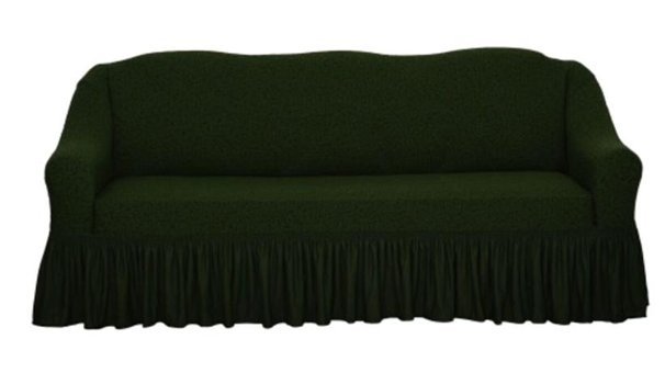 Venera Pamuklu - Polyester Likralı Drapeli Süngerli Düz Giydirmeli Yeşil Tekli Koltuk Örtüsü
