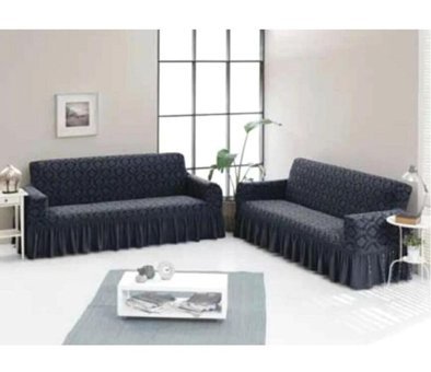 Elgeyar Pamuklu - Polyester Likralı Jakarlı Süngersiz Giydirmeli Gri Altılı Koltuk Örtüsü 180x215 cm