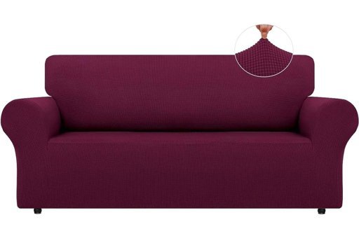 Bright Home Polyester Likralı Süngersiz Pitikare Desenli Giydirmeli Lastikli Mor Tekli Koltuk Örtüsü 180x230 cm