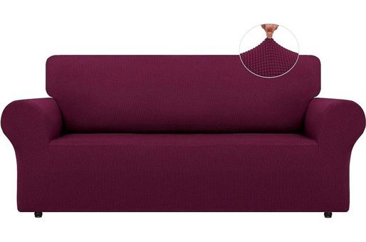 Bright Home Polyester Likralı Süngersiz Pitikare Desenli Giydirmeli Lastikli Mor Tekli Koltuk Örtüsü 180x230 cm