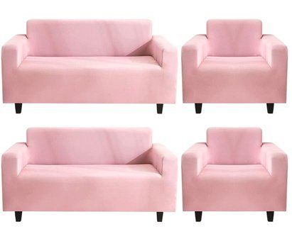 Eldost Ticaret Polyester Likralı Jakarlı Süngersiz Armürlü Giydirmeli Pembe Sekizli Koltuk Örtüsü 180x230 cm