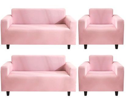 Eldost Ticaret Polyester Likralı Jakarlı Süngersiz Armürlü Giydirmeli Pembe Sekizli Koltuk Örtüsü 180x230 cm