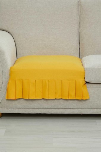 Aisha's Design KO-27 Polyester Örgü Pileli Süngersiz Düz Sarı Tekli Koltuk Örtüsü 34x48 cm