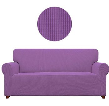 Eldost Ticaret Polyester Likralı Jakarlı Süngersiz Armürlü Giydirmeli Mor Üçlü Koltuk Örtüsü 180x230 cm