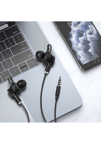 Wiwu Eb309 Silikonlu Mikrofonlu 3.5 Mm Jak Kablolu Kulaklık Siyah