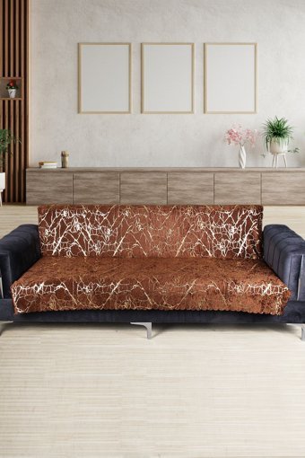 Bonny Home Kadife Varaklı Süngerli Kahverengi Tekli Koltuk Örtüsü 170x210 cm